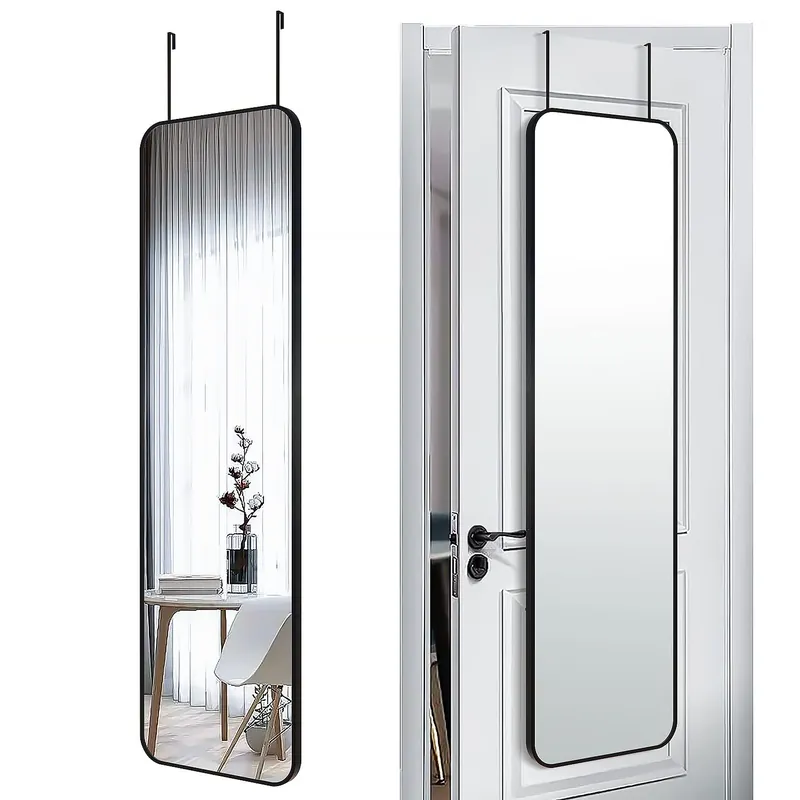SCWF-GZ 47x14 Mirror Rectangle Full Body Length Door Hanging Wall Mounted Metal Aluminum Alloy Frame Dressing Make-up Mirrors for Entryway Bedroom Bathroom Living Room 47 14 inch Black