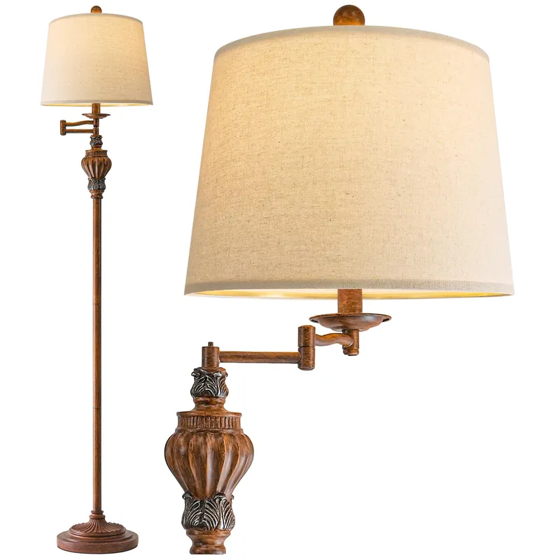 G-SAFAVA 61" Vintage Floor Lamp with 350° Adjustable Swing Arm, Standing Lamp for Bedroom Living Room Bedside Tall lamp Nightstand Retro Farmhouse Mid Century Lamp Light Home Décor Office Gifts