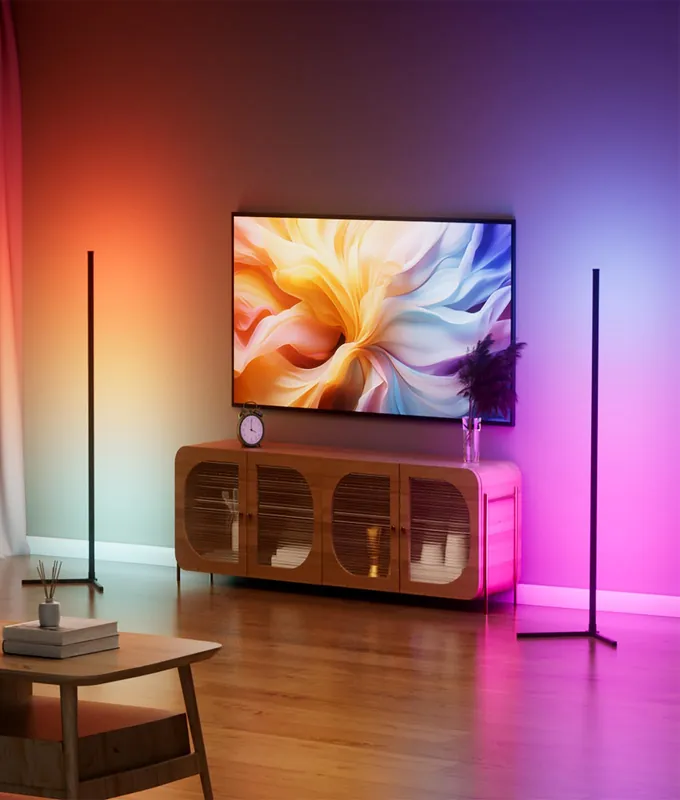 boostool 2 Pack Corner Floor Lamp, 65" RGB LED Corner Lamp, Color Changing Ambient Lighting with Music Sync - App and Remote Control LED Lamp for Bedroom, Living Room, Gaming Room