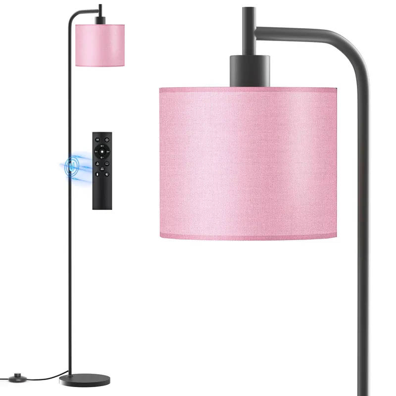 SIBRILLE Floor Lamp with Linen Shade, Dimmable Tall Standing Lamp with Remote Control & 3 Color Temperatures, Modern Corner Floor Lamps for Living Room Bedroom Office, 9W LED Bulb Included