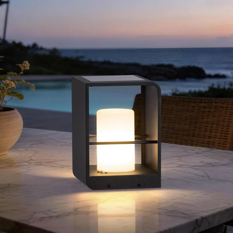 MVBT 11" Tall Solar Lanterns, 3000K LED Outdoor Table Lamp Waterproof, Modern Solar Floor Lamp, Landscape Outdoor Lights Solar Powered Lantern, Dusk to Dawn Patio Light for Yard Deck Path Garden Pool
