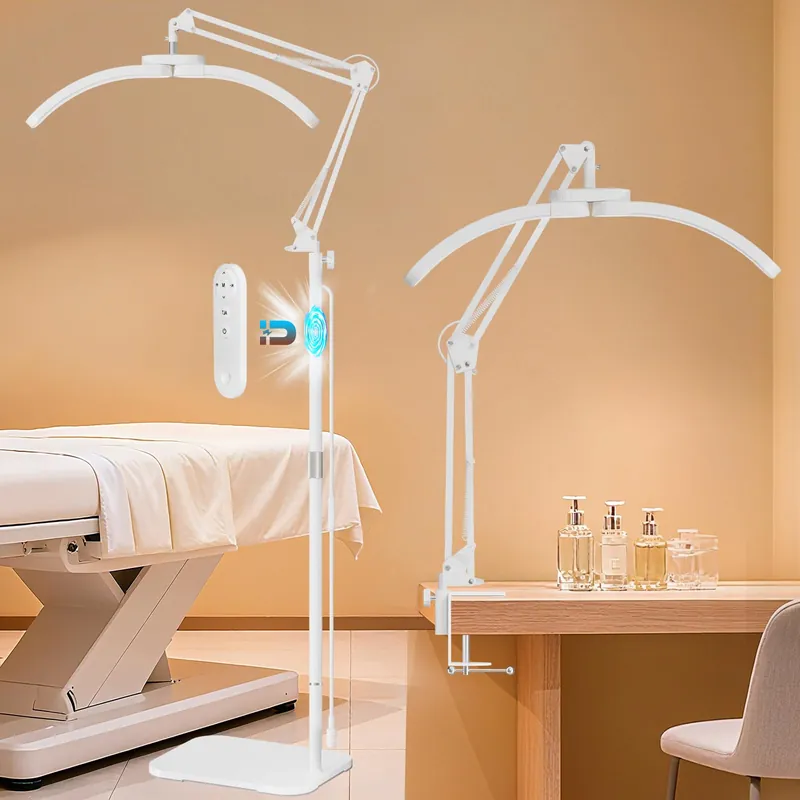 KALVISH 2-in-1 Lash Light - 2026 Upgraded Professional LED Half Moon Lamp for Eyelash Extensions, Tattoo, Nail Artists, Salon SPA, Adjustable Brightness & Color Temperature, Remote Control (White)