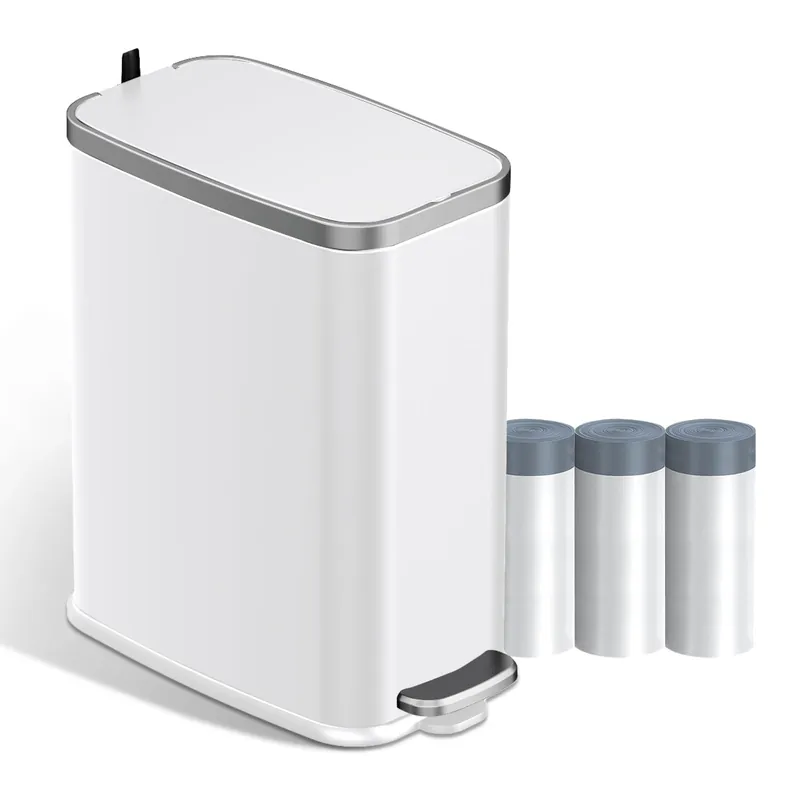 Stainless Steel Bathroom Trash Can with Lid Soft Close,1.6 Gallon Slim Garbage can