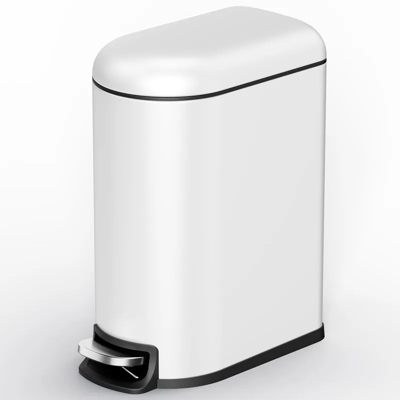 CEROELDA Small Bathroom Trash Can with Lid Soft Close, 5L/1.3 Gallon Stainless Steel Slim Garbage Can