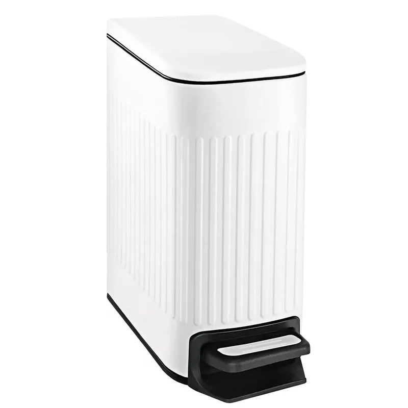 lim Bathroom Trash Can with Lid Soft Close, Step Pedal, 6 Liter / 1.6 Gallon Stainless Steel Trash Bin
