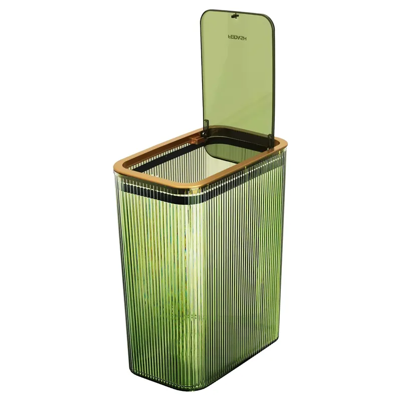 Transparent Trash Can, Bathroom Trash Cans with Lids, 2.6 Gallon Garbage Can for Bedroom