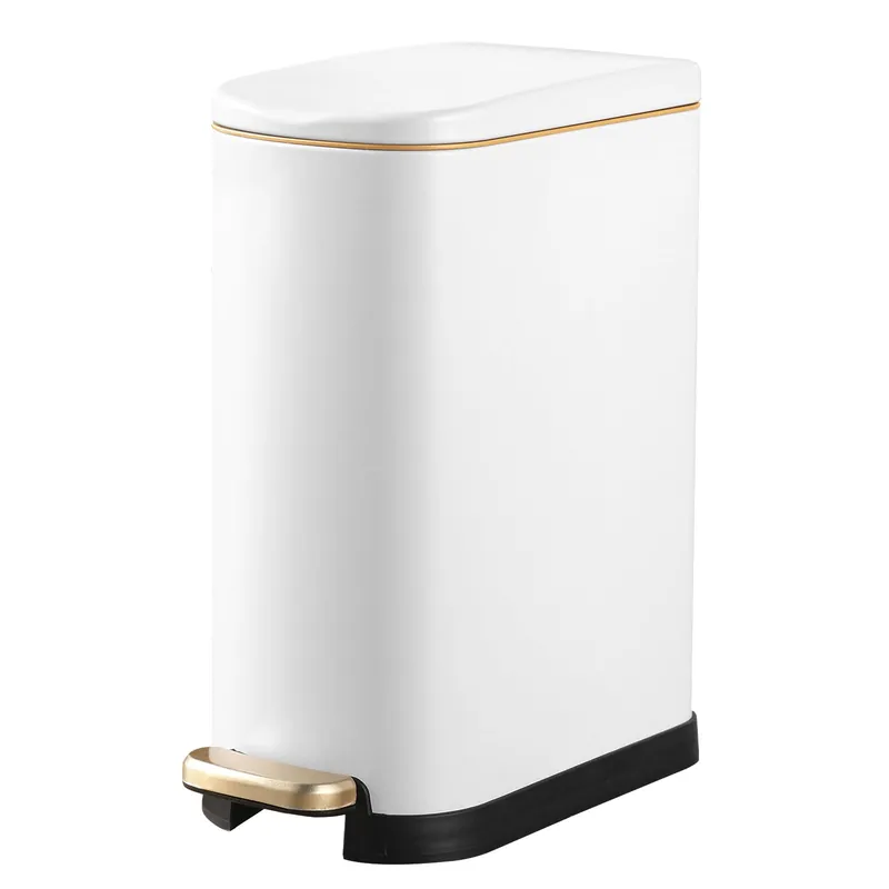 SYNCVIBE Bathroom Trash Can with Soft-Close Lid 3.5 Gallon Stainless Steel Garbage Can with Removable Inner Bucket Slim Trash Bins for Bedroom