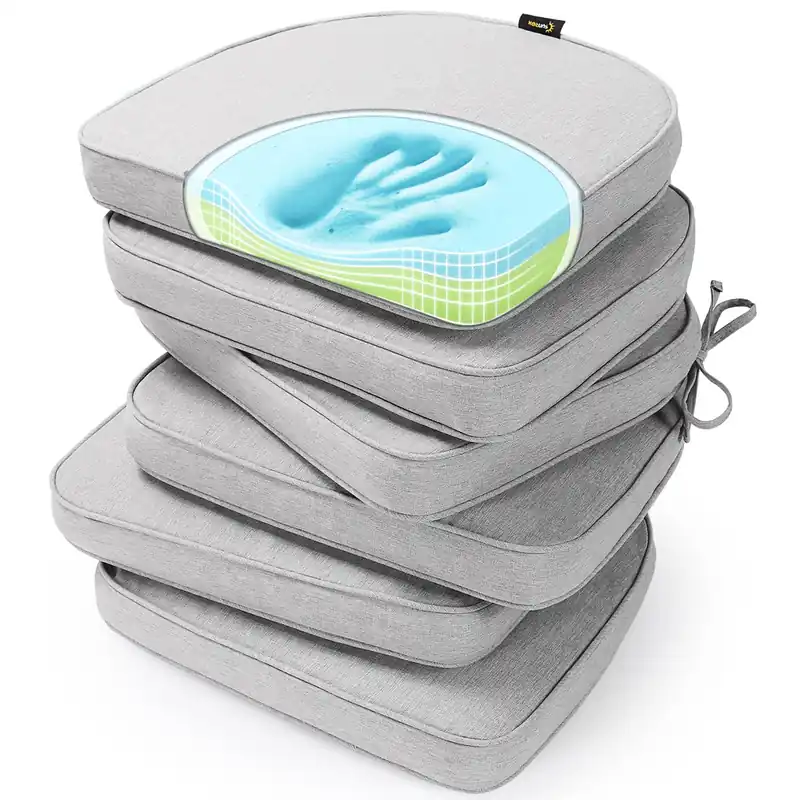 SUNROX Gel Memory Foam Chair Cushions, FadeShield Water-, Stain-Resistant Durable Reversible Seat Cushion Pads with Ties for Indoor