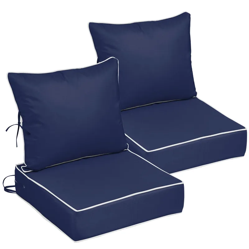 24x24 Outdoor Chair Cushions Set of 2, Waterproof Deep Seat Cushions for Patio Furniture with Removable Cover, Fade Resistant
