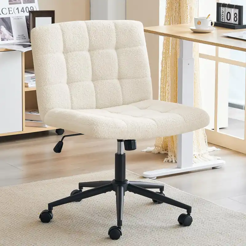 Furnimart Swivel Criss Cross Legged Chair with Wheels for Home Office