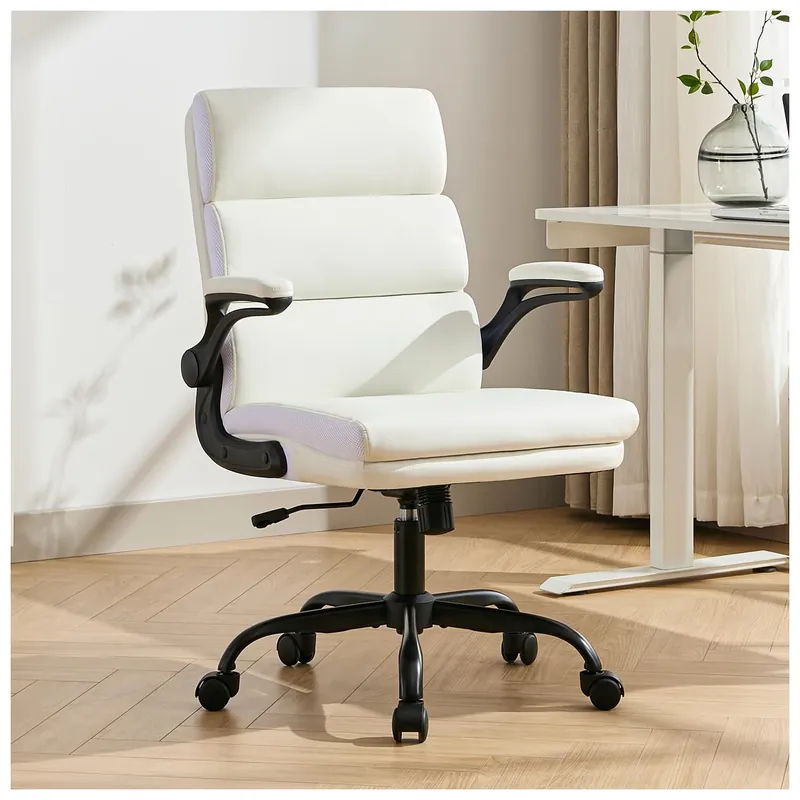 Office Chair Adjustable Desk Chair Mid Back Executive Comfortable Bonded Leather Ergonomic Back