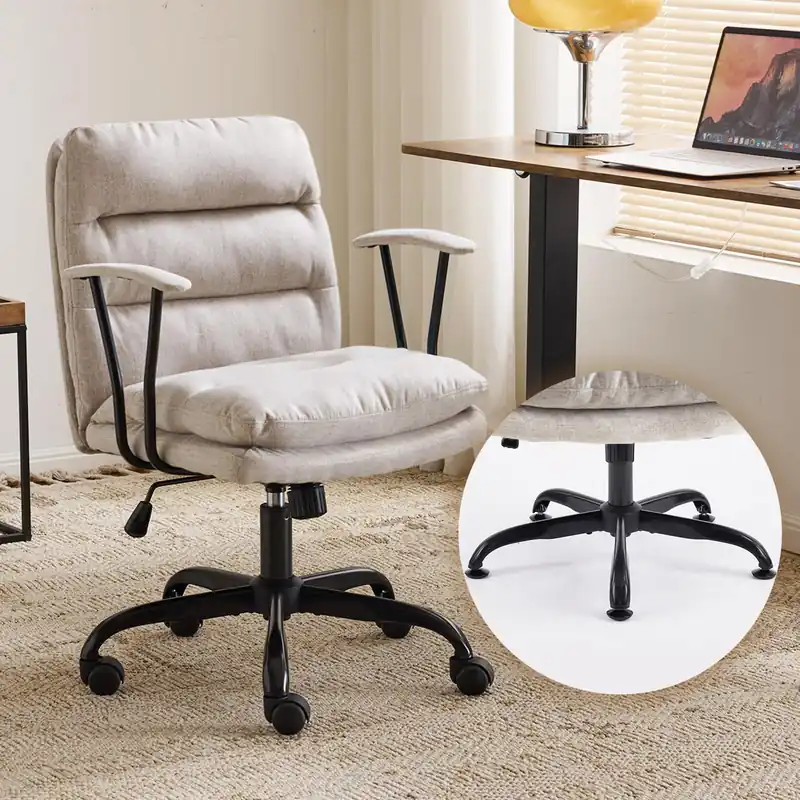 VINGLI Comfortable Office Desk Chairs with/No Wheels,Dual-Base,Removable Armrests