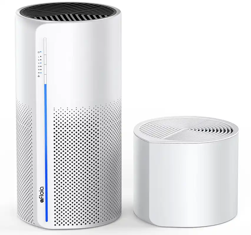 Afloia 2-in-1 Air Purifier & Humidifier Combo, Advanced 3-Stage Filtration, Whisper-Quiet Operation, Auto Shut-Off, 7-Color LED Light, Ideal for Pet Allergies & Smoke (White)
