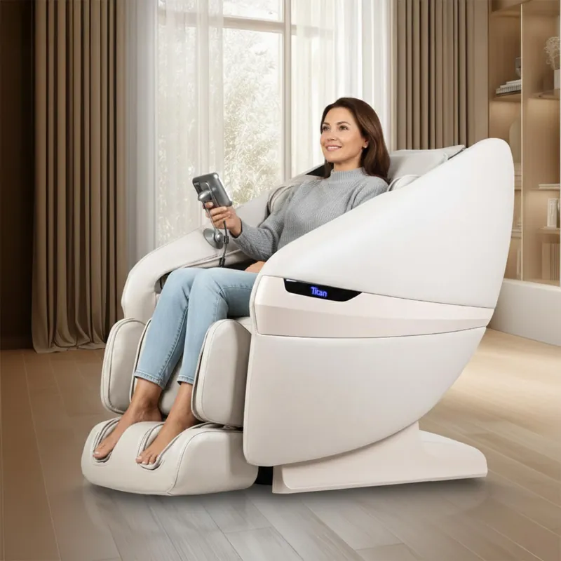 Titan eCabin 3D l by Osaki l Full Body Massage Chair l Intelligent Health Detection l Fatigue Recovery l SL Track l 2 Stage Zero Gravity Reclining l Bluetooth Speakers (Taupe)