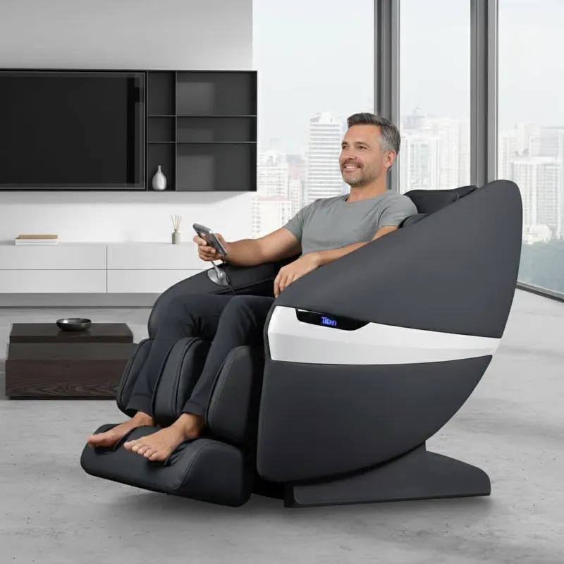 Titan eCabin 3D l Full Body Massage Chair l Shiatsu Recliner l Health Detection l SL Track l 2 Stage Zero Gravity Reclining l Automatic Massage Programs l Touchscreen Controller (Black)