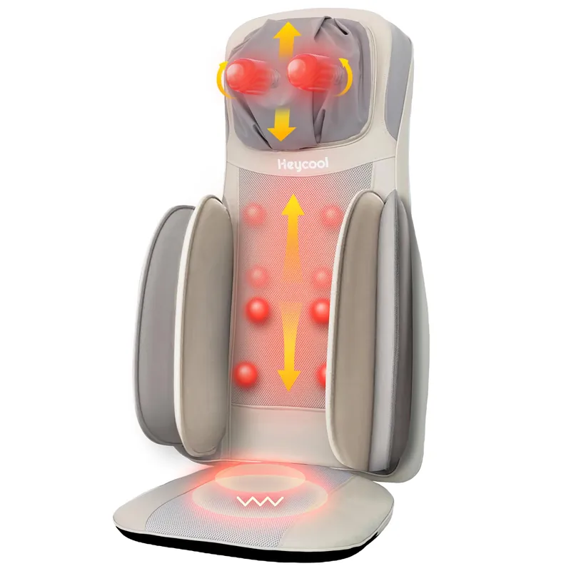 Heycool Shiatsu Back and Neck Massager with Heat, Upgraded Massage Chiar Pad with Compression, Vibration, Chair Seat Massager for Home, Office, Gifts for Men, Women