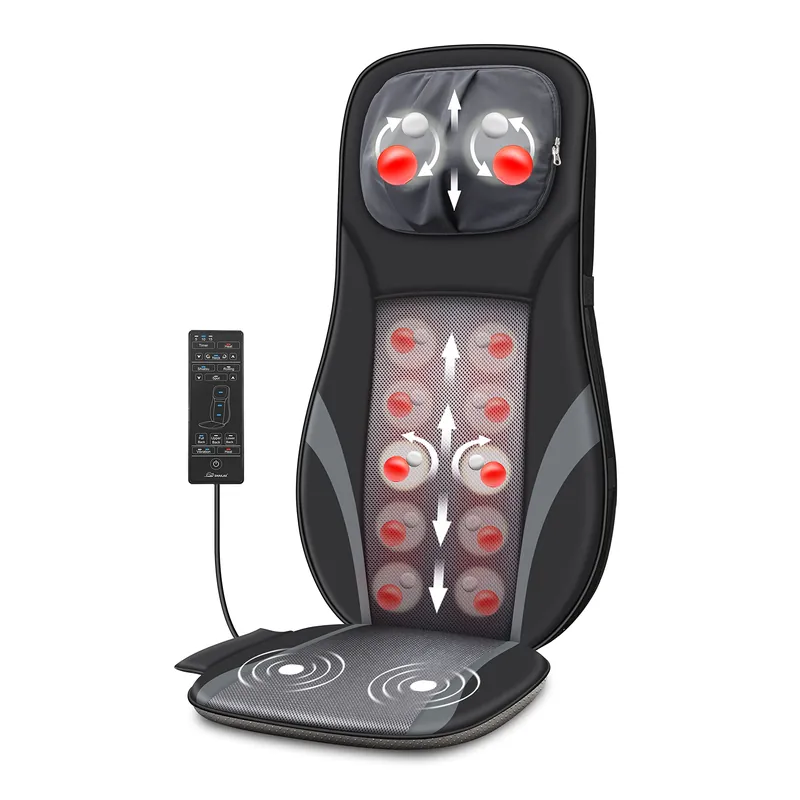Snailax Shiatsu Back Massager with Heat -Deep Kneading Massage Chair Pad with Adjustable Intensity, Shiatsu Chair Massager to Relax Full Body Muscle,Gift for Mother