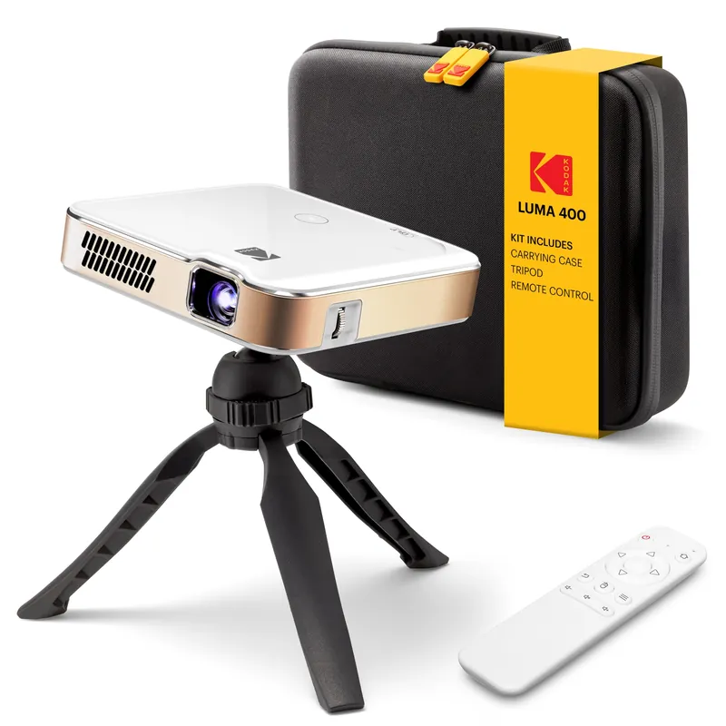 Kodak Luma 400 Smart Portable Projector Android 9.0 OS, Native 720p HD 150 ANSI Lumens, Wi-Fi, Bluetooth, HDMI/USB 150-Inch Display Carrying Case Included