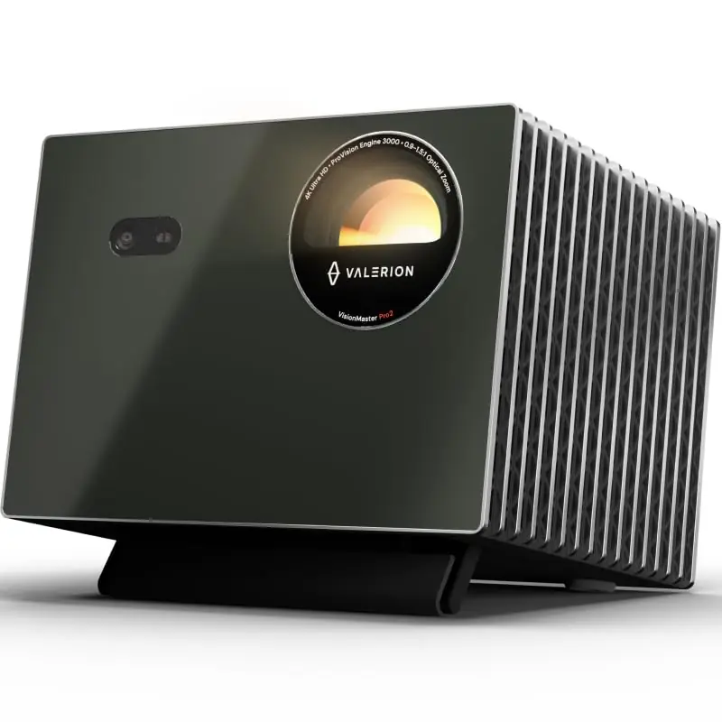 Valerion VisionMaster Pro2 Triple Laser Projector 4K,15000 1 Contrast, 0.9-1.5x Optical Zoom, 2X Multitasking Power, IMAX, HDR10+, GTV, 4ms Lag-Free Gaming, 3000 ISO Lumens, Google Home, Apple Homekit