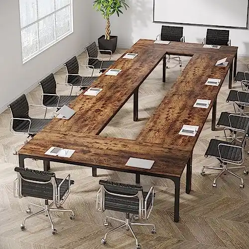 Tribesigns 78.74-Inch Conference Table Set,13FT Conference Room Table, Large Rectangle Meeting Seminar Tables