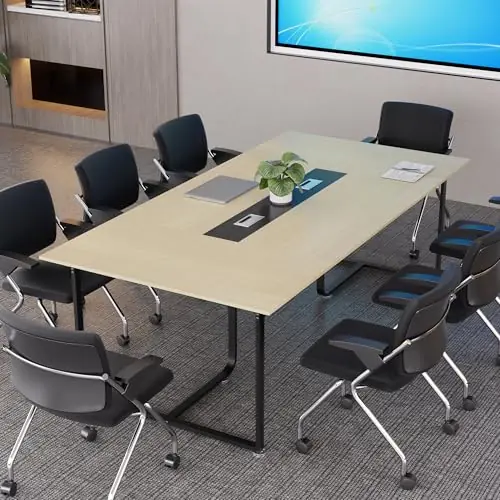 8FT Conference Table,94.4 L x 47.2 W x30.7 H Meeting Seminar Table with Grommet