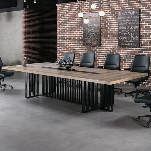 12ft Large Conference Table - 2" Thick Top & Metal Grid Base Easy Assembly Cable Management Commercial Office Desk