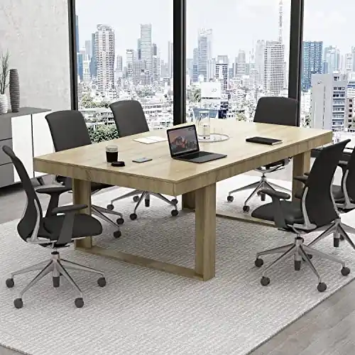 Conference Table for 6-8 People, Large Rectangular Meeting Table, Modern Seminar Table for Office Meeting Conference Room