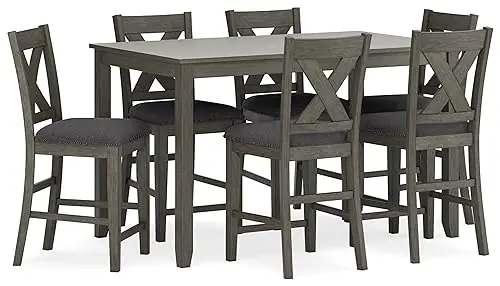 Signature Design by Ashley Caitbrook Casual Counter Height Dining Table and Upholstered Bar