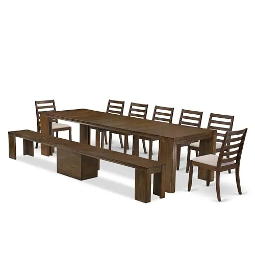 Luxe by East West Furniture X07X1-B08-04- 9 Pieces Extendable Dining Set