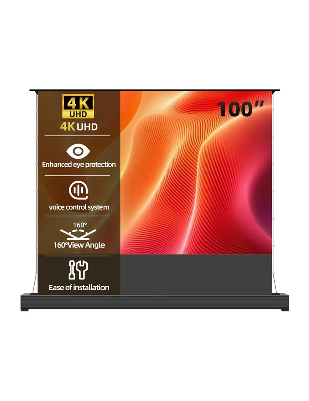 Acmejm 100" HBSI Motorized ALR Floor Rising Projector Screen for Ultra Short Shrow Projector,Movie Screen for Home Theater,Motorized Projector Screen 4K/8K Ultra HD, Active 3D