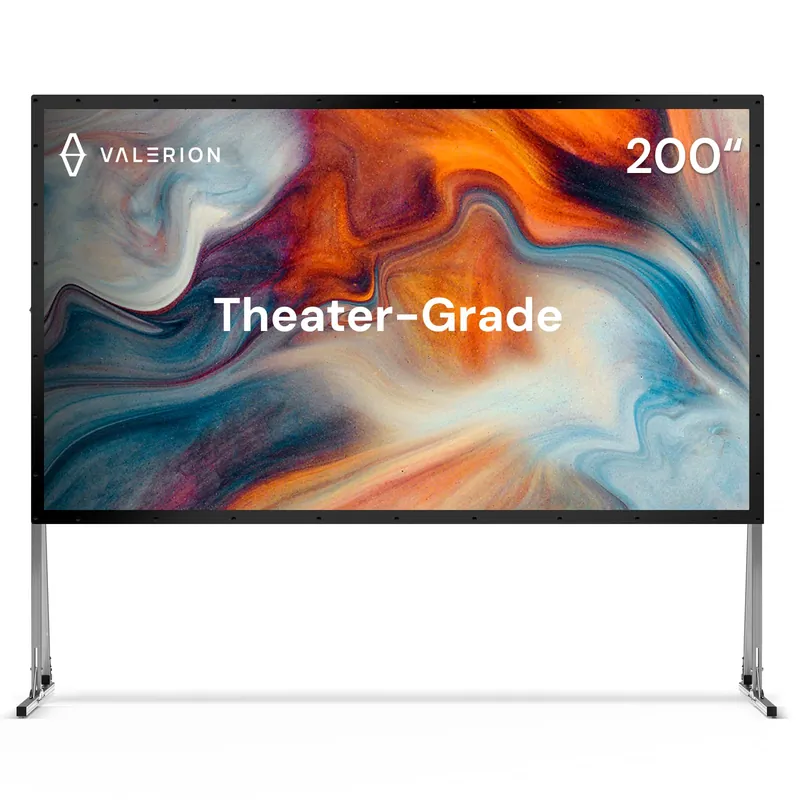 Valerion 200" Outdoor Projector Screen with Stand – 3-Min Setup, Wheeled Carry Bag, 4K/8K UHD Support, Freestanding, Portable Alloy Frame, 16 9 HD, Lightweight for Camping, Backyard, Home Theater
