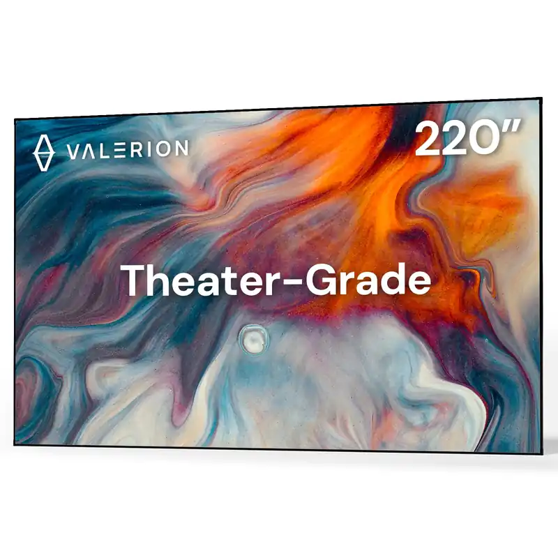 Valerion 220-inch Fixed Frame Projector Screen, 1.3 dB Gain, 80% PQE, 4K/8K Ultra HD, 3D Wall Mount Projector Screen, Works with Long Throw, Short Throw & Ultra Short Throw Projectors