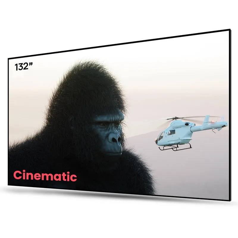 AWOL VISION Ambient Light Rejecting (ALR) Projector Screen for Ultra Short Throw(UST) Projector, 132" Fixed Frame, 80% Picture Quality Improved, 95% Celling Light Rejecting, Active 3D - C132