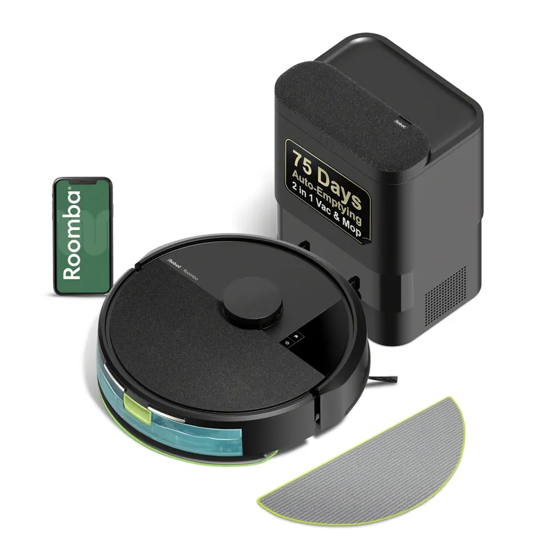 iRobot Roomba 104 2in1 Vacuum & Mop Robot - Self-Empties for 75 Days, Intense Power-Lifting Suction, Vacuums All Floors, Ideal for Pet Hair, LiDAR Smart Navigation Mapping, Mops Hard Floors