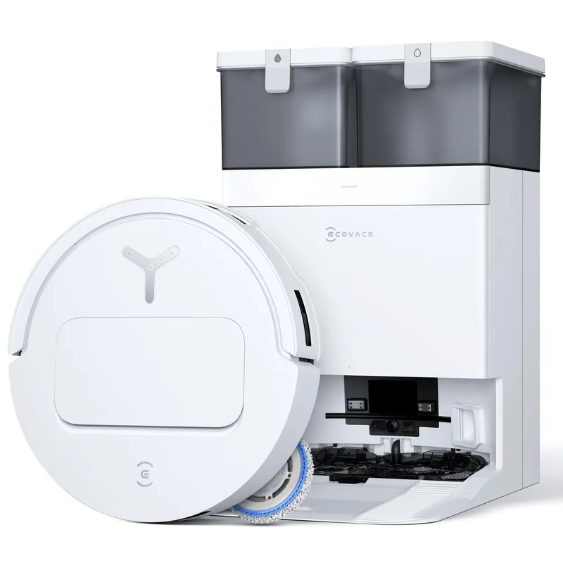 ECOVACS DEEBOT T50 PRO Omni Robot Vacuum and Mop, 3.19” Ultra-Slim, 15,000Pa Suction, ZeroTangle 2.0, TruEdge Edge Cleaning, AIVI 3D Obstacle Avoidance, Auto Mop Wash & Dry, Self-Emptying,White