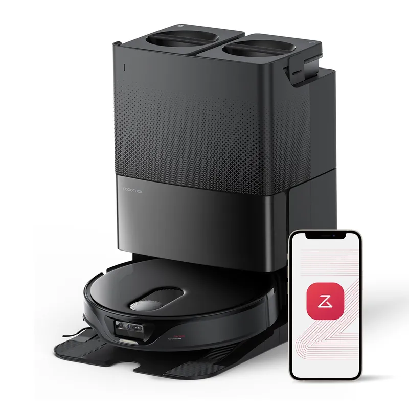 roborock Qrevo Slim Robot Vacuum and Mop Combo, 8.2cm Ultra-Slim, 3D Sensing Tech, Advanced Obstacle Recognition, Powerful Suction, FlexiArm Side Brush & Mop, Auto Mop Washing & Drying, Self-Emptying