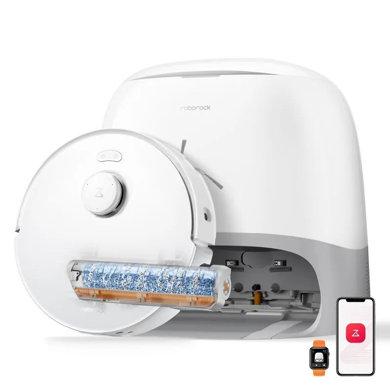 roborock Qrevo Curv 2 Flow Robot Vacuum and Mop, SpiraFlow Real-Time Self-Cleaning Roller Mop, 20,000 Pa, Dual Zero-Tangle System, AI Obstacle Avoidance, Heat-Washes & Dries Mop, Carpet Protection