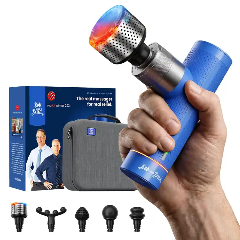BOB AND BRAD A7 Pro Massage Gun with Heat & Cold Therapy for Back Pain & Recovery - 11mm Deep Tissue, Portable Quiet Handheld Gun, FSA-HSA Eligible with Case