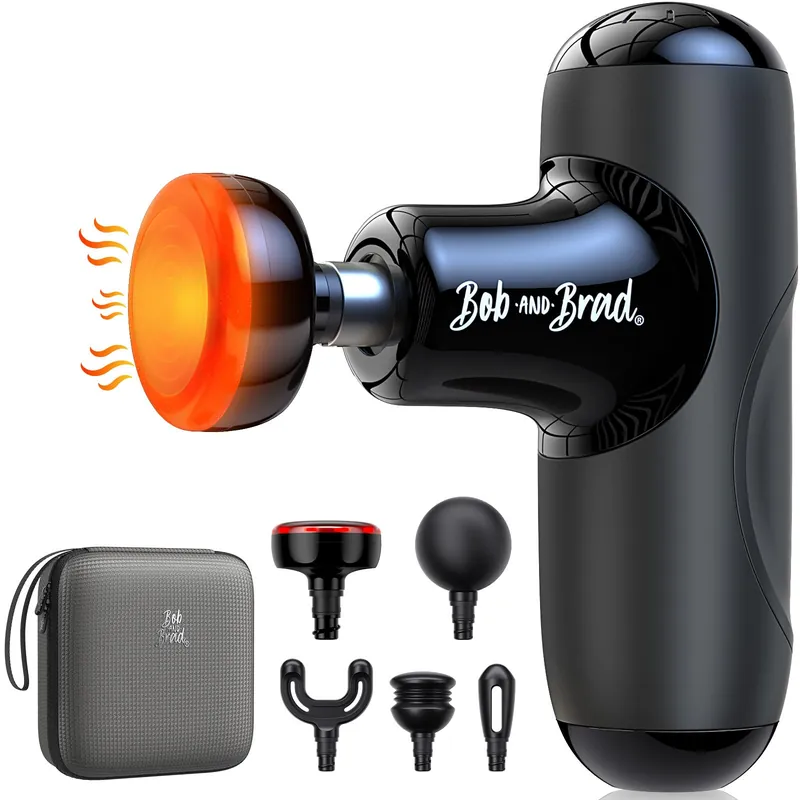 BOB AND BRAD Q2 Plus Mini Massage Gun with Heat, Pocket-Sized Heated Deep Tissue Massager, FSA Portable Muscle Massager Gun, Ultra Small & Quiet Travel Massage Gun for Pain Relief, HSA Eligible
