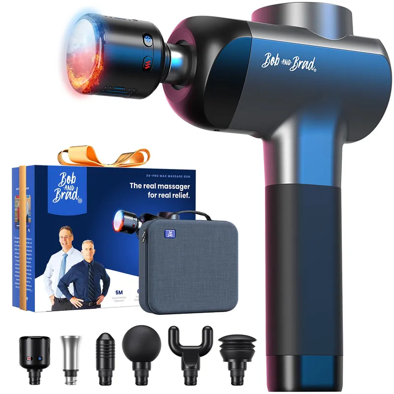 BOB AND BRAD X6 Pro Max Massage Gun with Heat-Cold and Metal Head Therapy, Percussion Deep Tissue Massager Gun for Athletes, Electric Muscle Massage Gun with 6 Replacements