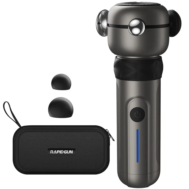 RapidGun Lite Deep Tissue Therapy Massage Gun - 6500 RPM Portable Vibrating Massager for Pain Relief, Trigger Points & Stiffness, Handheld Muscle Massager for Athletes, Active Men & Women, Travel Size