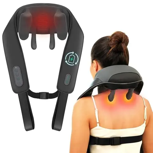 Snailax Cordless Neck Massager with Heat for Pain Relief Deep Tissue, 4D Kneading, Mothers Day Gifts, Rechargeable Shiatsu Back Neck Massager for Neck, Shoulders Back
