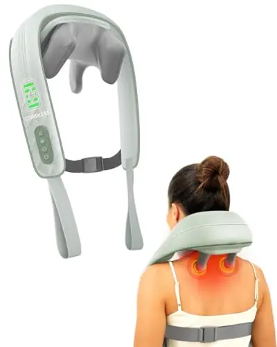 Snailax Cordless Neck Shoulder Massager with Heat, 4D Deep Tissue Kneading, Shiatsu Back Massager Pillow for Neck, Shoulder, Christmas Gifts for Men, Women