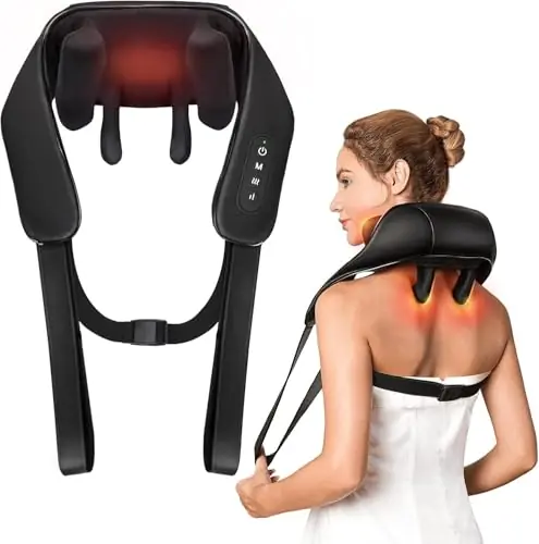 Valentine‘s Day Gift for Women Men, Neck and Shoulder Massager with Heat, Cordless Back and Neck Massager, 4D Shiatsu Deep Kneading Massagers for Shoulder, Back, Leg Neck Pain Relief, Home Office Use