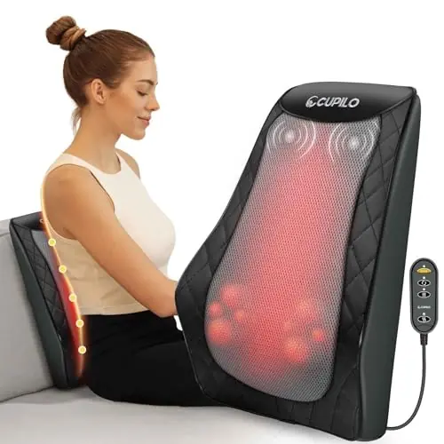 CuPiLo Back and Neck Massager, FSA Eligible HSA Store Massager for Pain Relief Deep Tissue, Heated Massage with Vibration, Massage Pillow for Neck, Back, Shoulder, Leg, Gifts for Women Men
