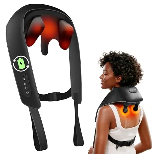 Beleduc Neck and Back Massager with Soothing Heat, FSA Eligible, Cordless Neck Shoulder Massager, Upgraded 4D Shiatsu Deep Kneading Massage for Back Shoulder
