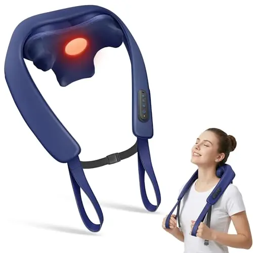 Musugy Neck and Shoulder Massager with Heat Cordless Shiatsu Neck Massager for Pain Relief Deep Tissue - 3 Modes, 2 Intensity & 2 Heat, Daily Comfort for Desk Workers, At-Home Use, Women, Men