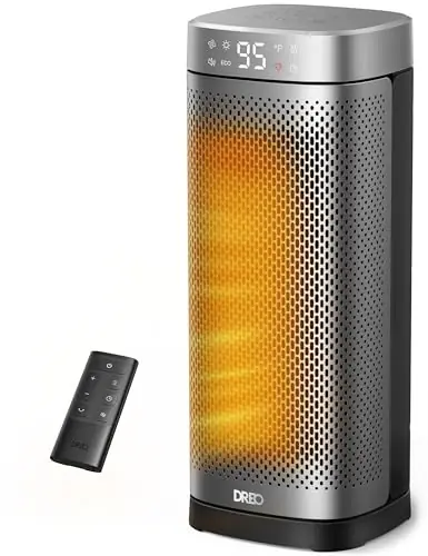 DREO Space Heaters for Indoor Use, Fast Heating Portable Heaters with Remote, Large PTC Ceramic Electric for Bedroom, 12H Timer, 70ยฐ Oscillation, Overheat Protection, 1500W Safety Heat for Home Office