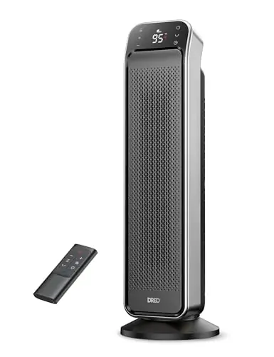 DREO Space Heater Indoor, 25" 11.5ft/s Fast Portable Room Heater with Remote and Thermostat, 3 Modes, Overheating & Tip-Over Protection, Electric Heaters for Indoor Use Large Room, Bedroom, Silver
