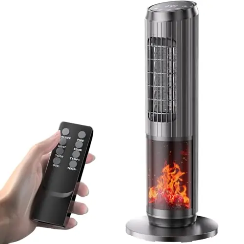 Space Heater - 1500W PTC Heaters for Indoor Use - Portable Heater with Thermostat and Remote - Room Heaters with 70° Oscillation - Quiet for Office, Bedroom, Room 8 Safety Protections